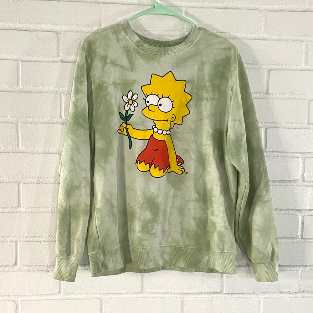 MAD Engine Green Tie-Dye Sweatshirt with Cartoon Character